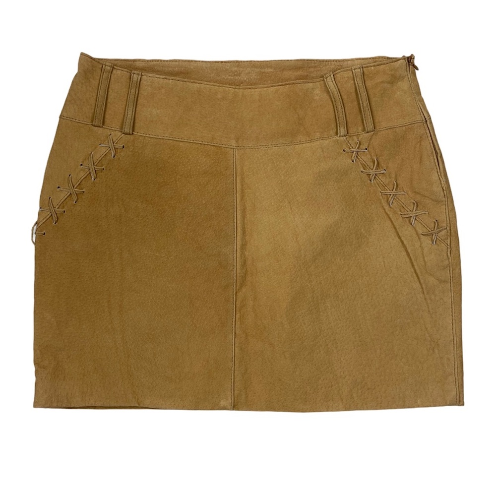 Joe Boxes tan genuine leather cosplay skirt size 3